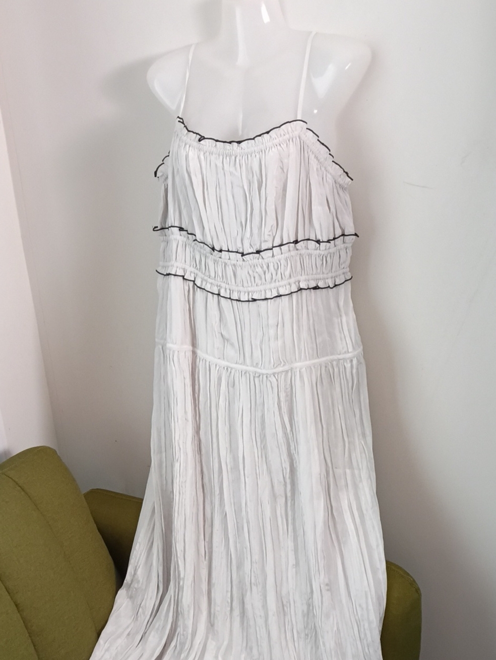 J. Crew White Maxi Dress with Black Contrast Trim